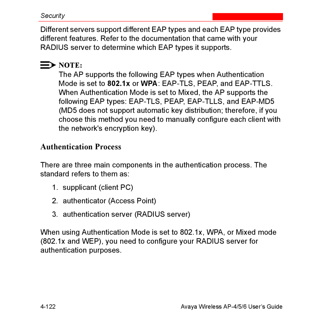 Avaya AP-6, AP-4, AP-5 manual Authentication Process 