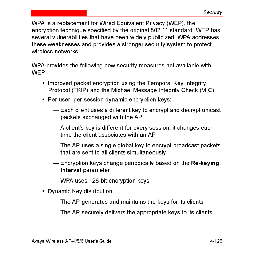 Avaya AP-6, AP-5 manual Avaya Wireless AP-4/5/6 User’s Guide 125 