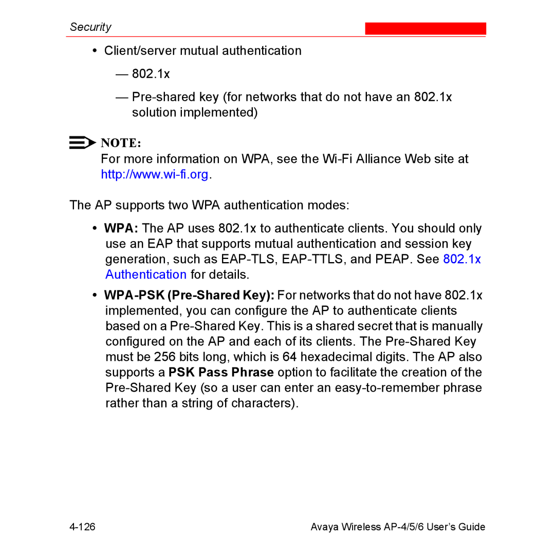 Avaya AP-5, AP-6 manual Avaya Wireless AP-4/5/6 User’s Guide 