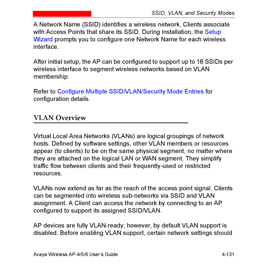 Avaya AP-6, AP-4, AP-5 manual Vlan Overview 