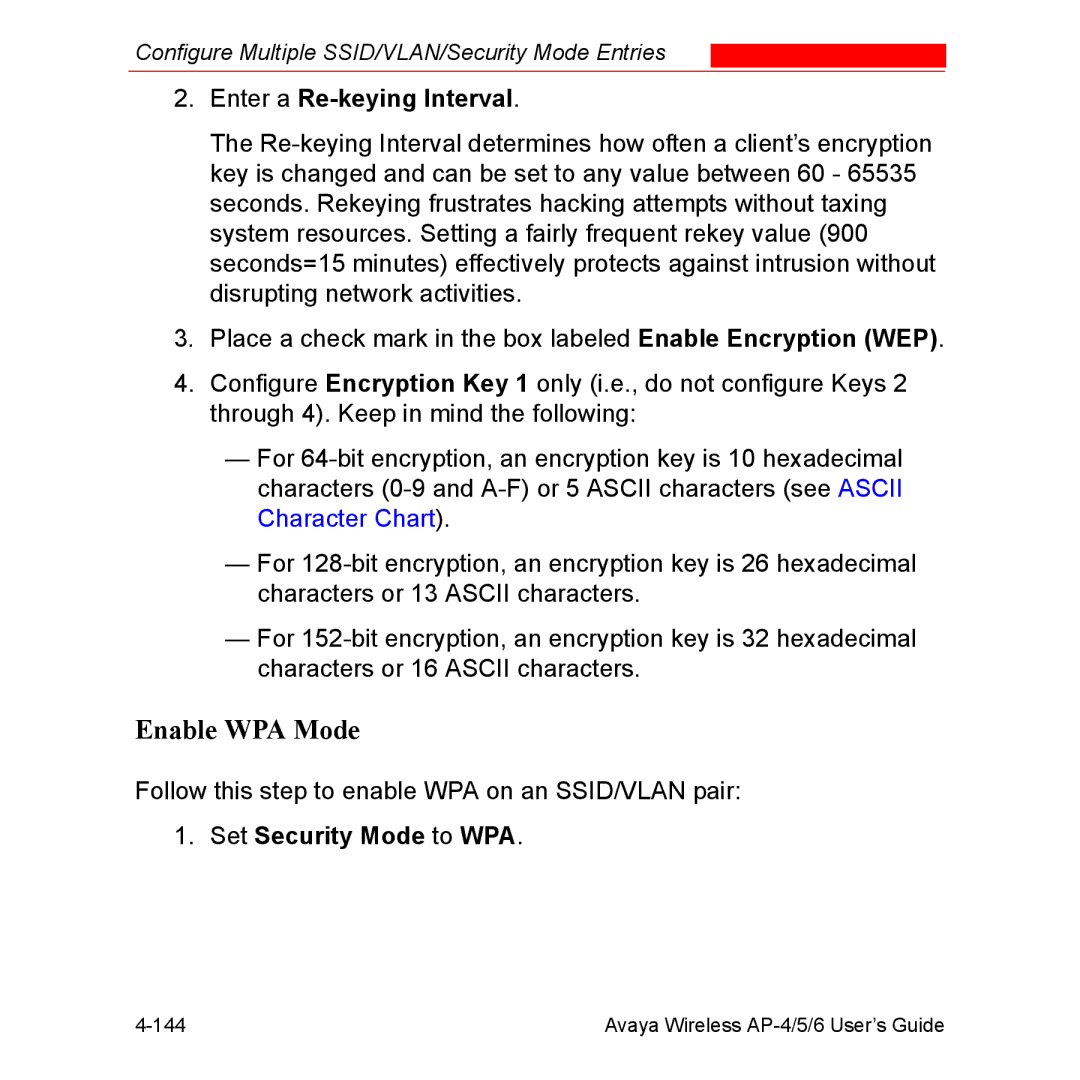 Avaya AP-5, AP-4, AP-6 manual Enable WPA Mode, Set Security Mode to WPA 
