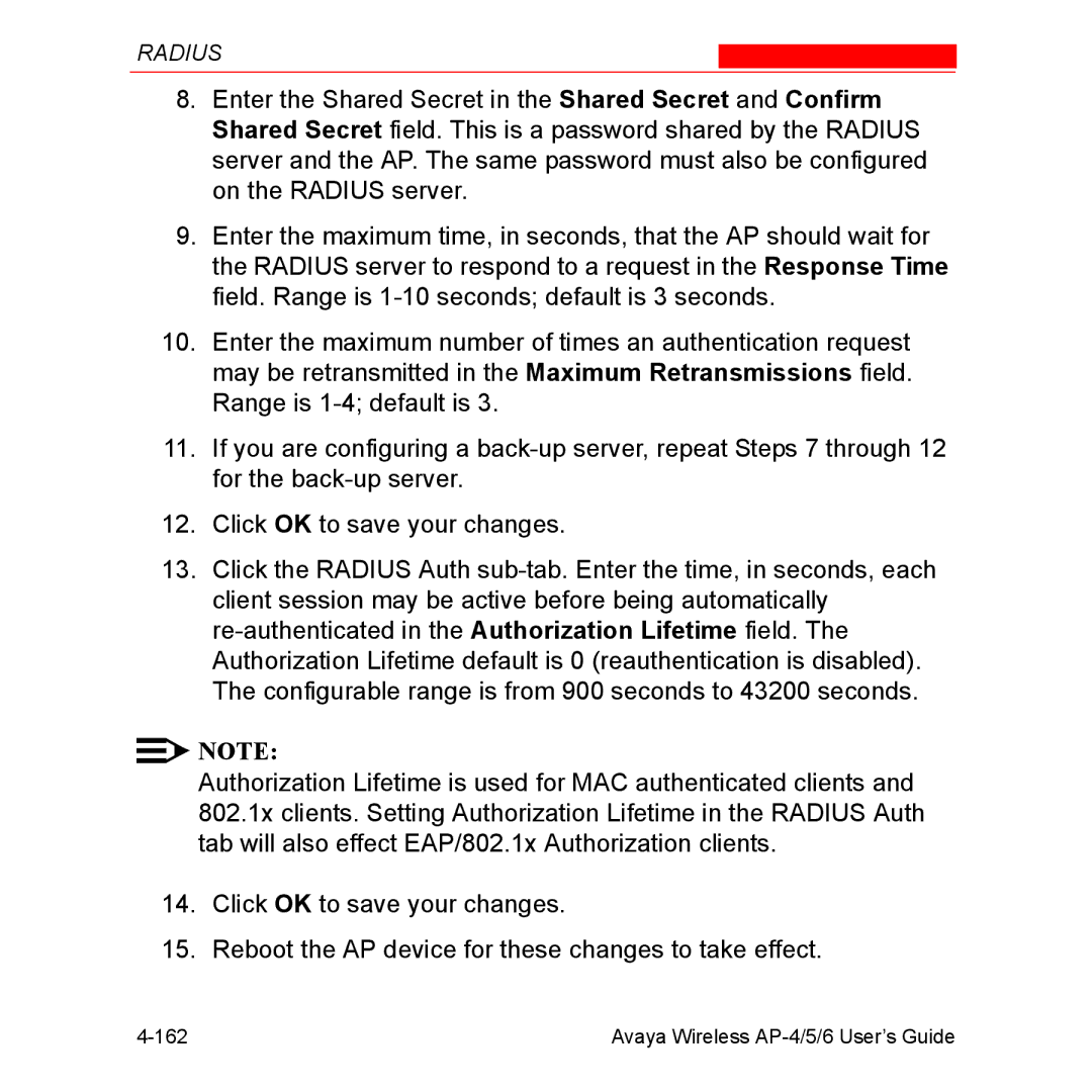 Avaya AP-5, AP-6 manual Avaya Wireless AP-4/5/6 User’s Guide 