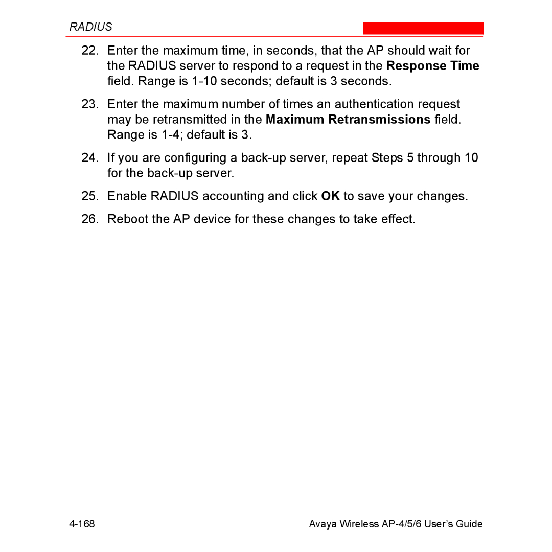 Avaya AP-5, AP-6 manual Avaya Wireless AP-4/5/6 User’s Guide 