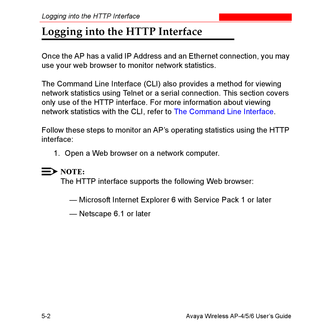 Avaya AP-4, AP-6, AP-5 manual Logging into the Http Interface 