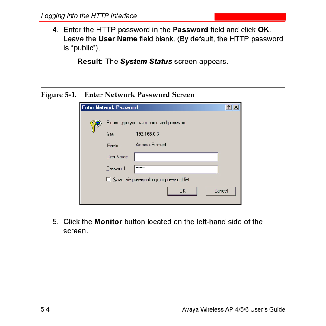 Avaya AP-5, AP-4, AP-6 manual Enter Network Password Screen 