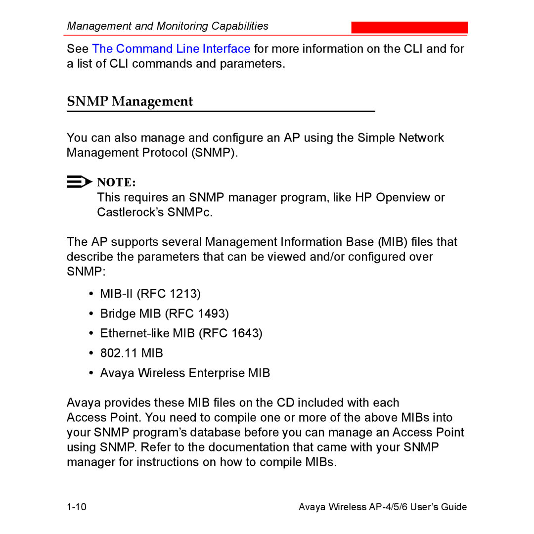 Avaya AP-6, AP-4, AP-5 manual Snmp Management 