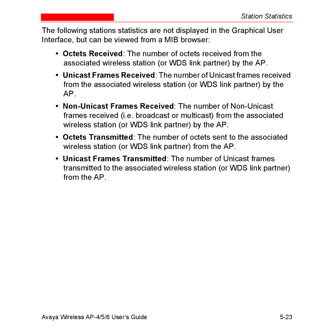 Avaya AP-4, AP-6, AP-5 manual Station Statistics 