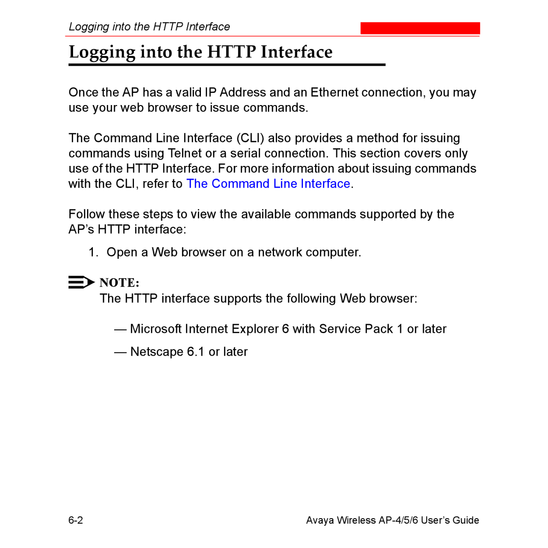 Avaya AP-4, AP-6, AP-5 manual Logging into the Http Interface 