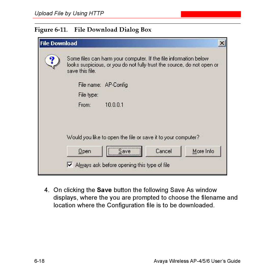 Avaya AP-6, AP-4, AP-5 manual File Download Dialog Box 