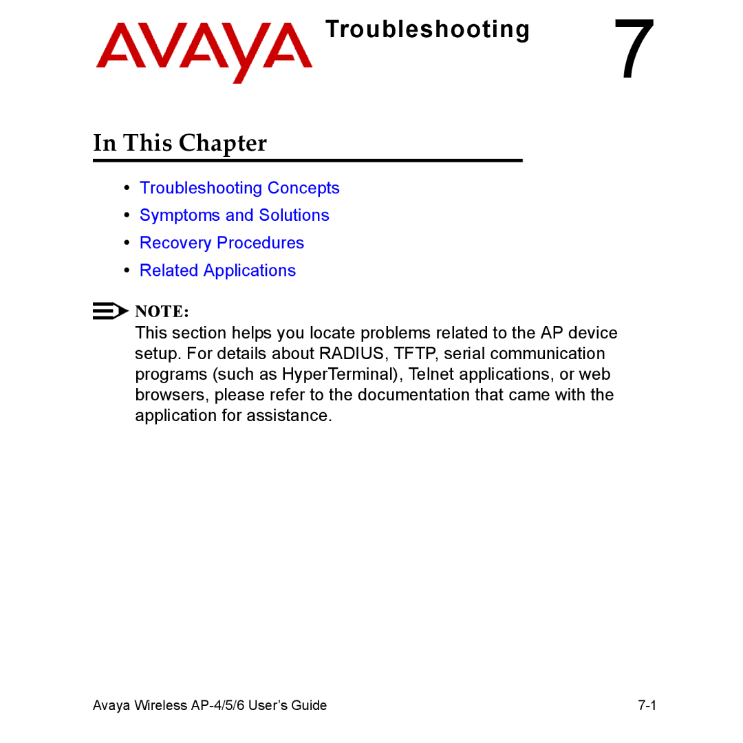 Avaya AP-5, AP-4, AP-6 manual Troubleshooting 