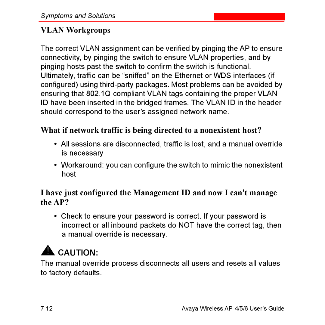 Avaya AP-6, AP-4, AP-5 manual Vlan Workgroups 