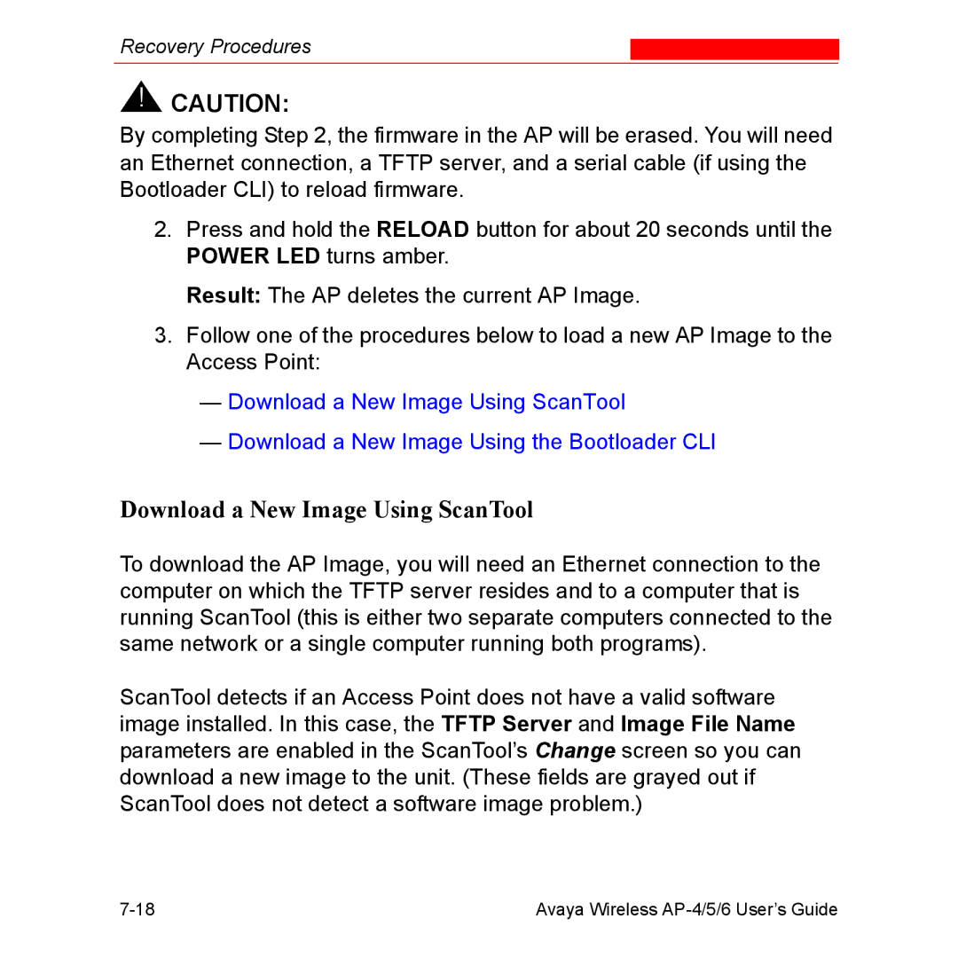 Avaya AP-6, AP-4, AP-5 manual Download a New Image Using ScanTool 