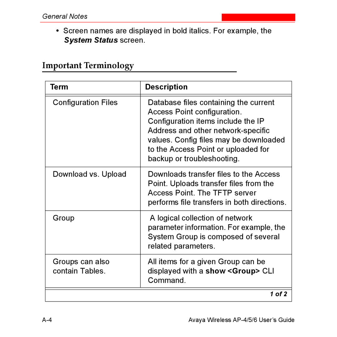 Avaya AP-5, AP-4, AP-6 manual Important Terminology, Term Description 