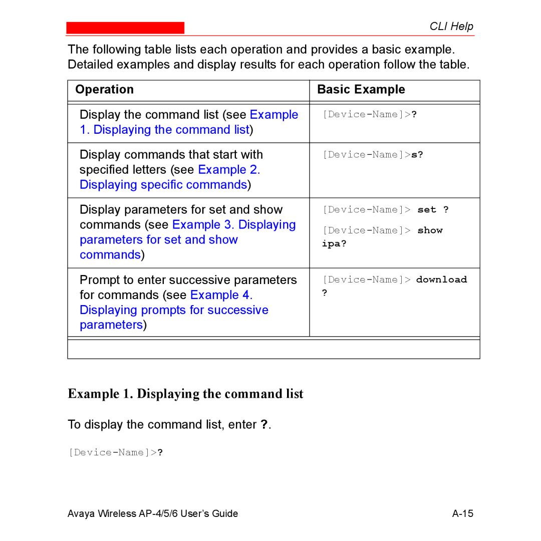 Avaya AP-6, AP-4, AP-5 manual Operation Basic Example 