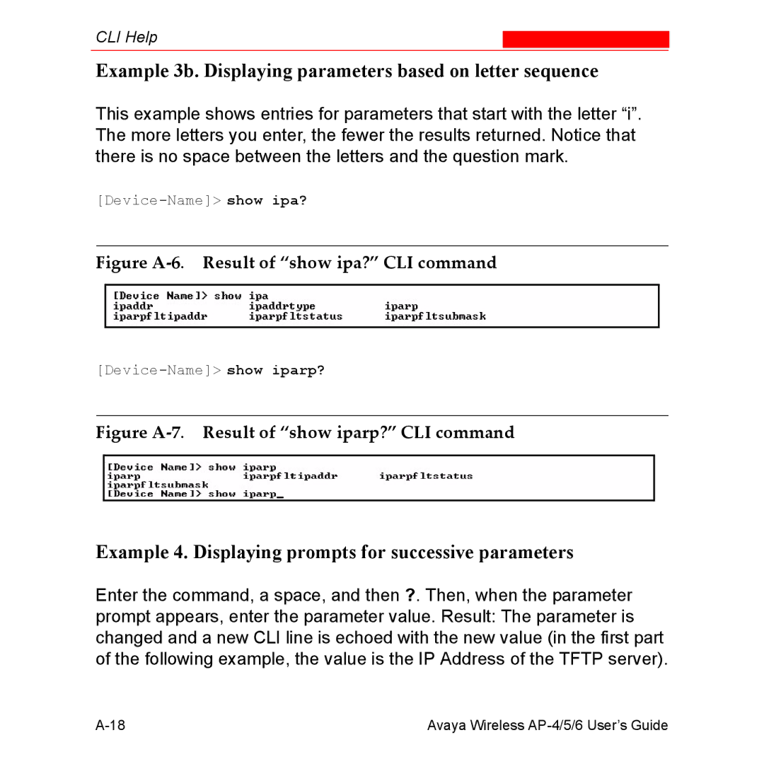 Avaya AP-6, AP-4, AP-5 manual Example 3b. Displaying parameters based on letter sequence 