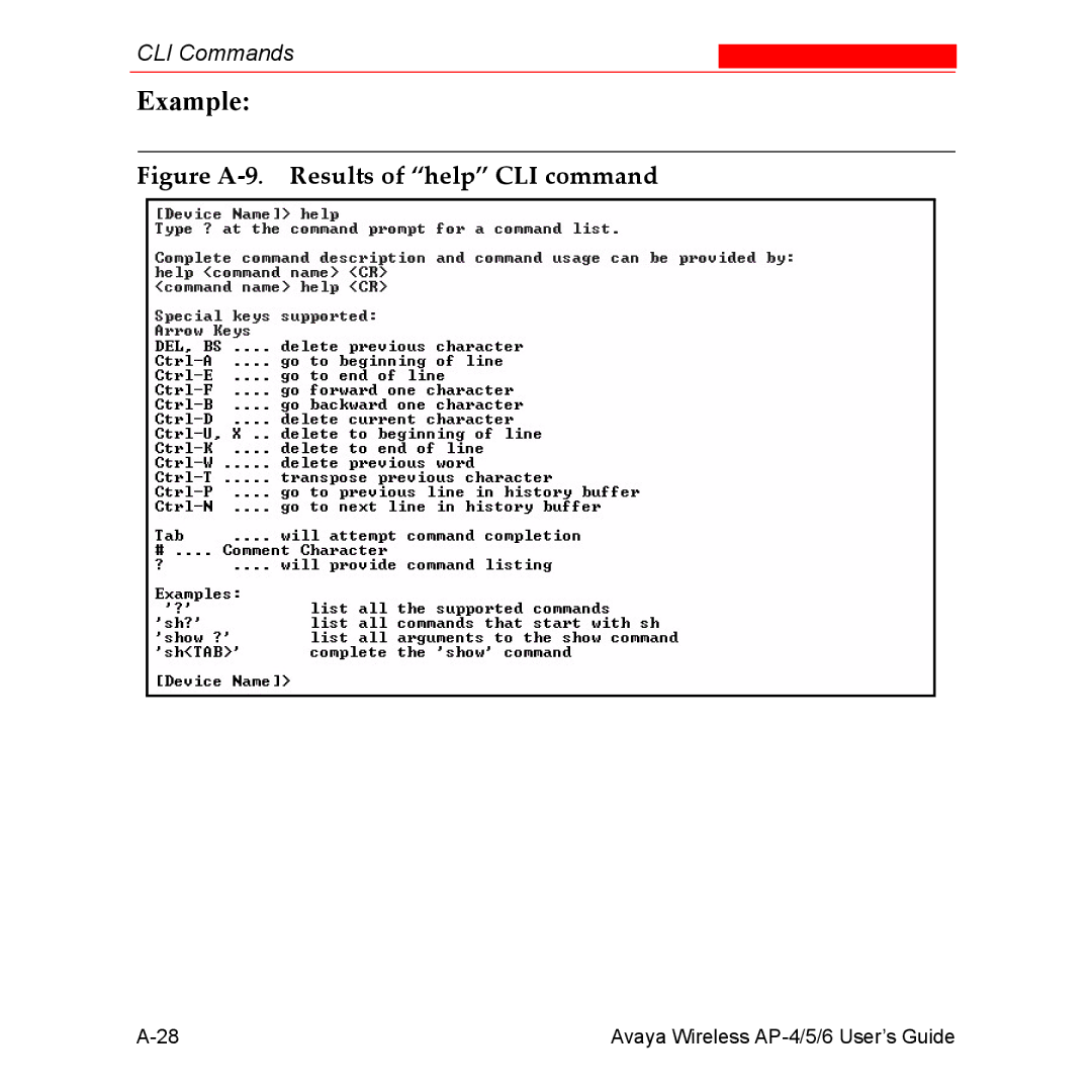 Avaya AP-5, AP-4, AP-6 manual Figure A-9. Results of help CLI command 