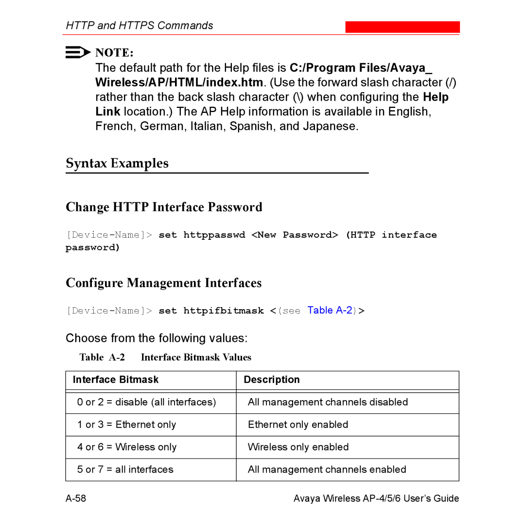 Avaya AP-5, AP-4, AP-6 manual Change Http Interface Password, Configure Management Interfaces 