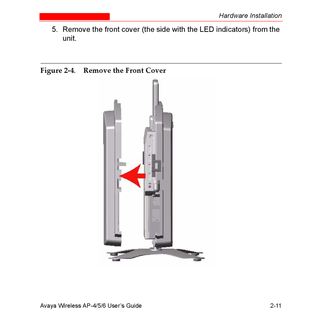 Avaya AP-5, AP-4, AP-6 manual Remove the Front Cover 