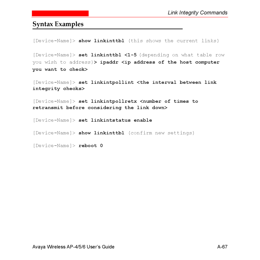 Avaya AP-5, AP-4, AP-6 manual Syntax Examples 