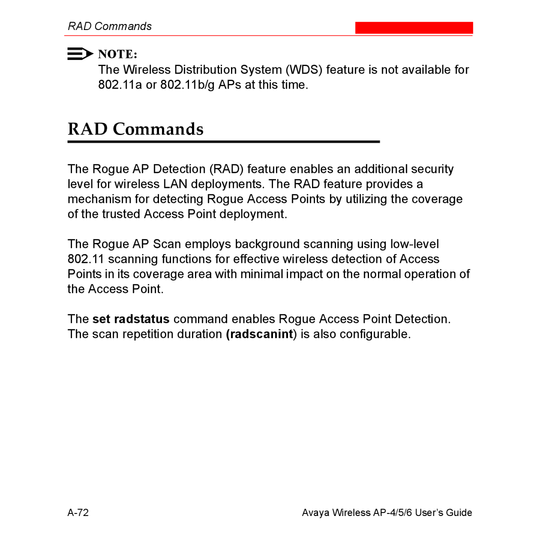 Avaya AP-6, AP-4, AP-5 manual RAD Commands 