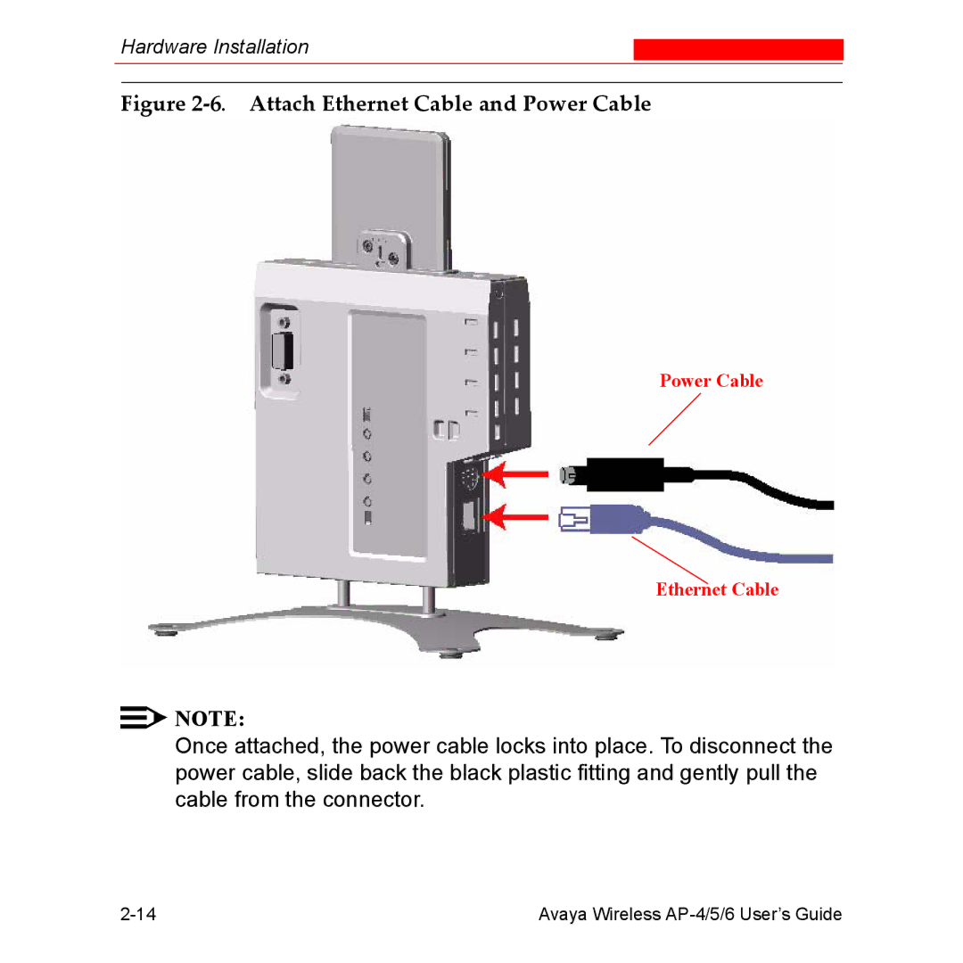 Avaya AP-5, AP-4, AP-6 manual Attach Ethernet Cable and Power Cable 