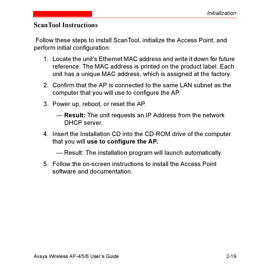 Avaya AP-6, AP-4, AP-5 manual ScanTool Instructions 