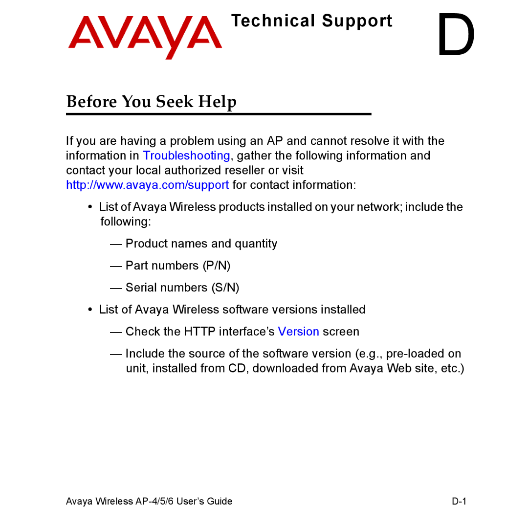 Avaya AP-6, AP-4, AP-5 manual Before You Seek Help 