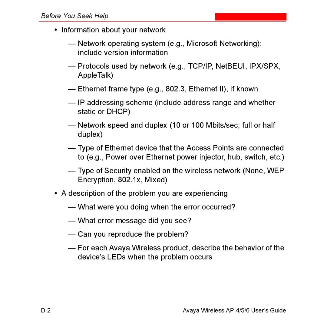 Avaya AP-5, AP-4, AP-6 manual Before You Seek Help 