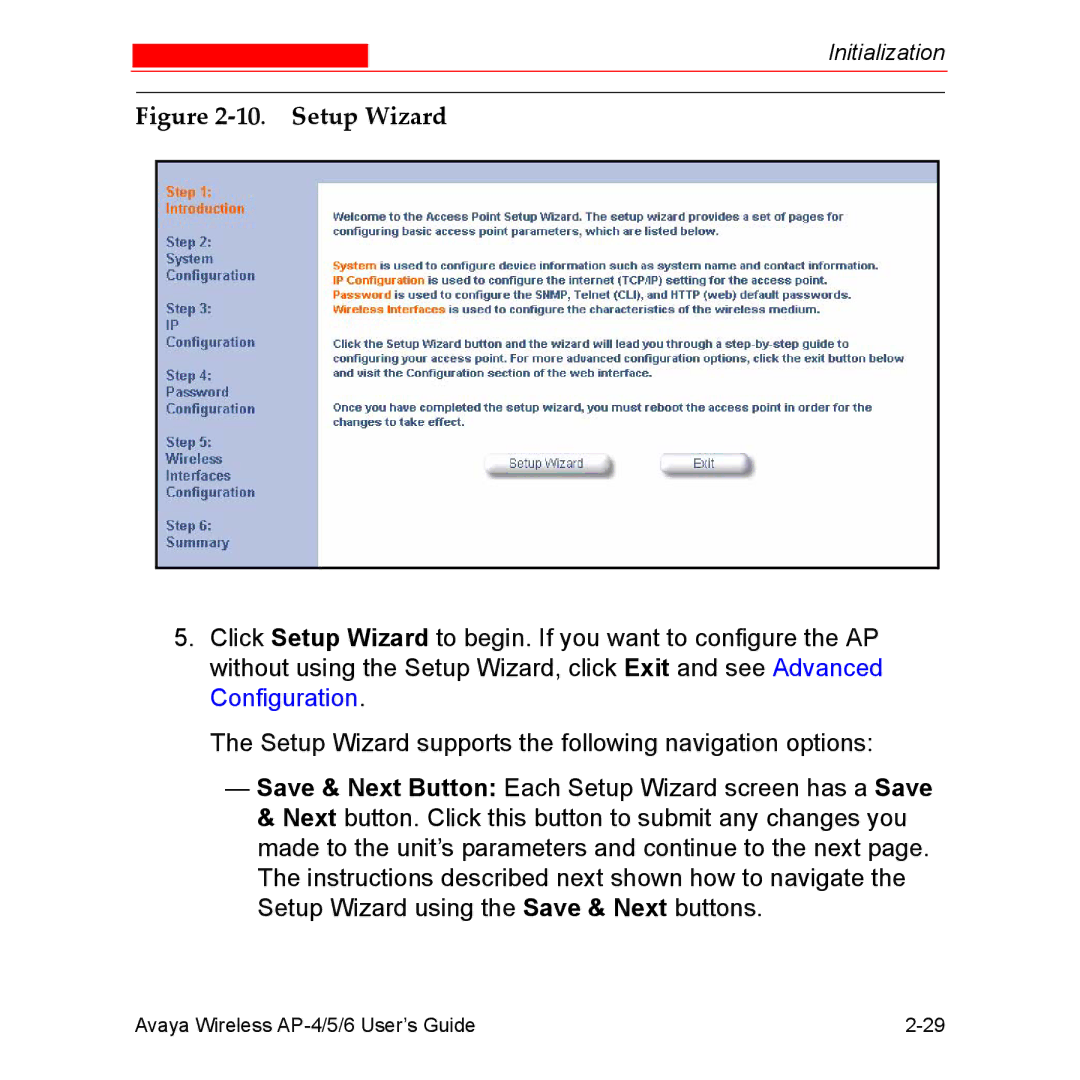 Avaya AP-5, AP-4, AP-6 manual Setup Wizard 