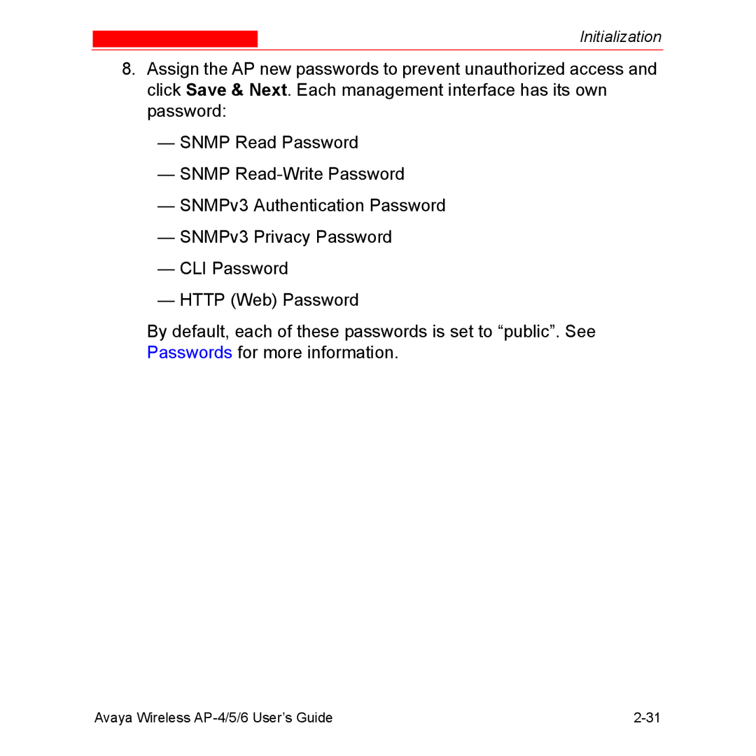 Avaya AP-6, AP-4, AP-5 manual Initialization 