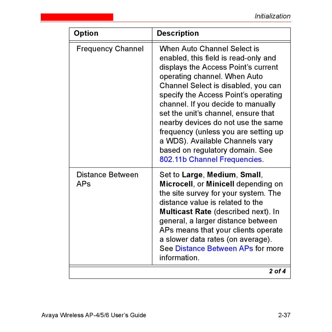 Avaya AP-6, AP-4, AP-5 manual Set to Large, Medium, Small, Microcell, or Minicell depending on 