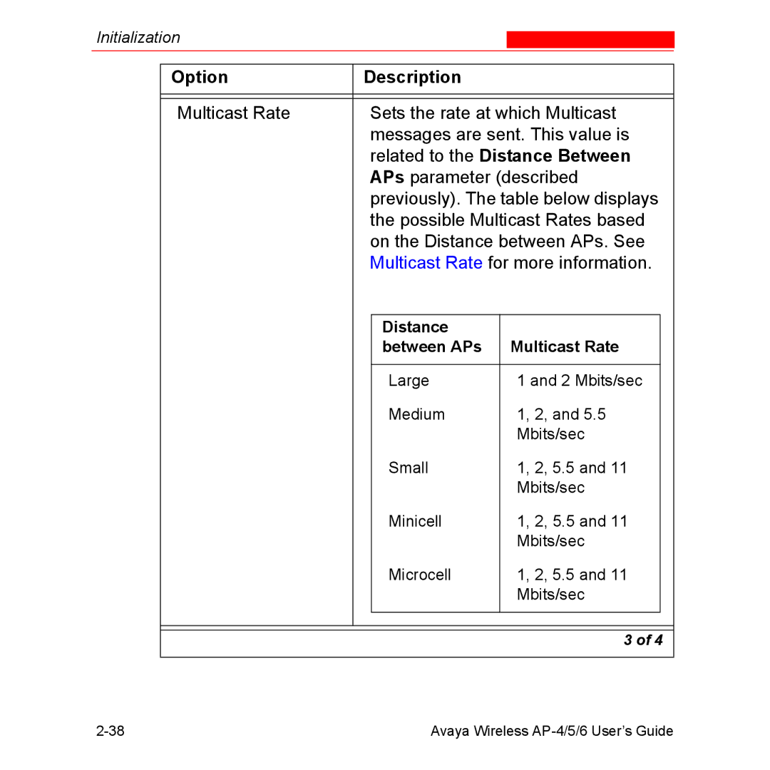 Avaya AP-5, AP-4, AP-6 manual Related to the Distance Between, Multicast Rate for more information 