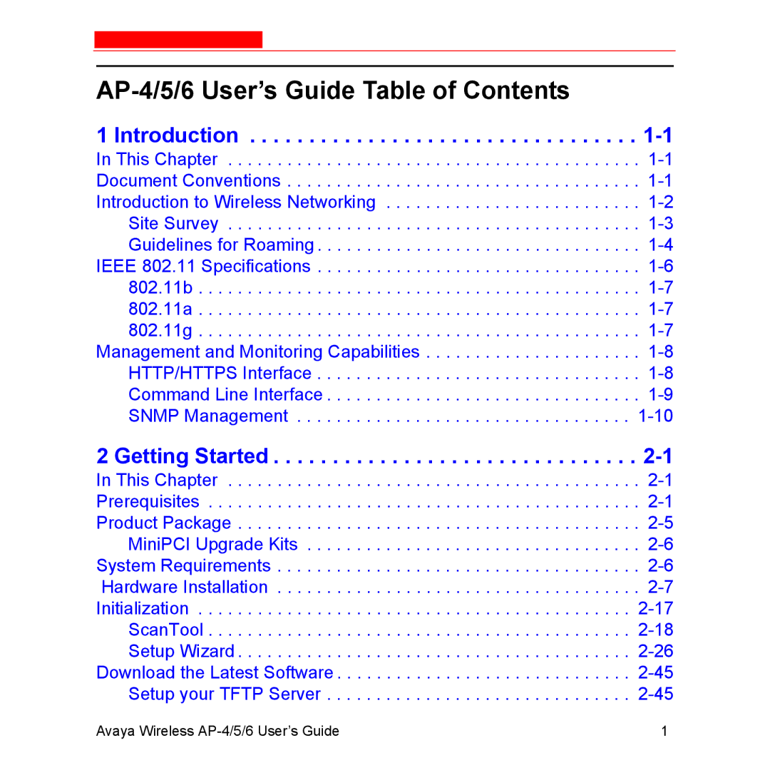 Avaya AP-6, AP-5 manual AP-4/5/6 User’s Guide Table of Contents 