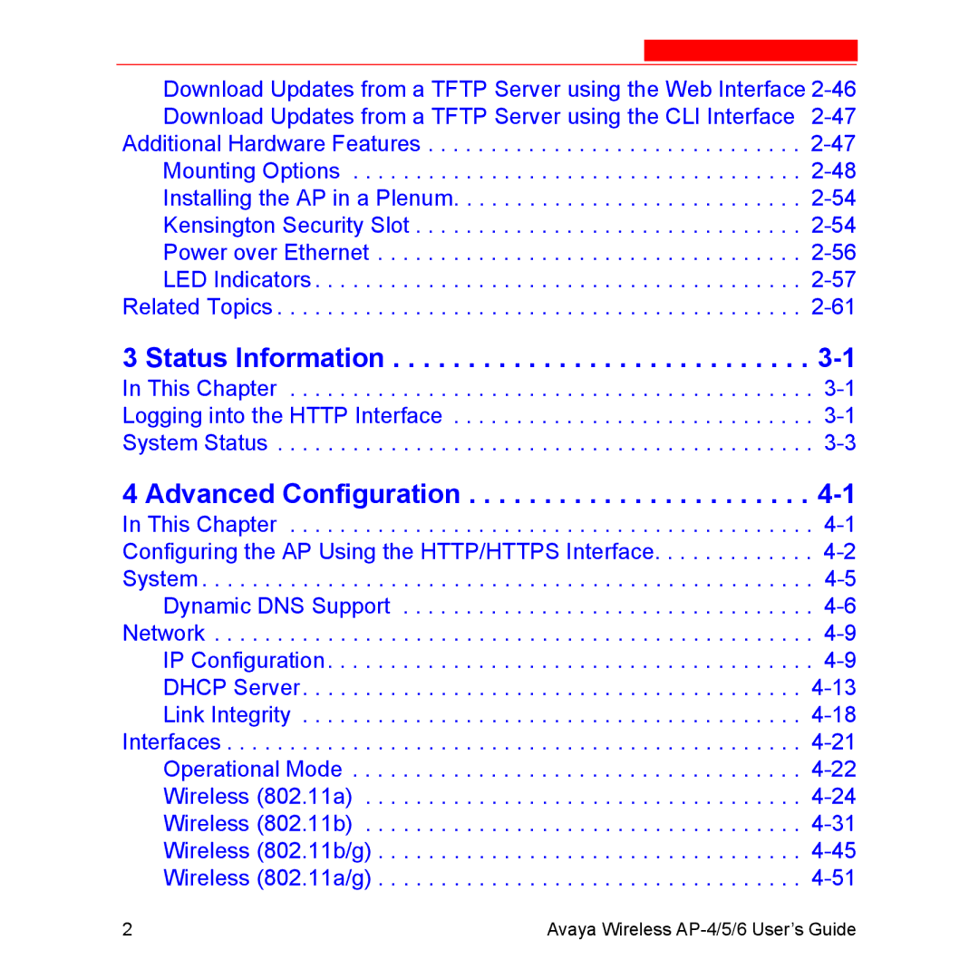 Avaya AP-5, AP-4, AP-6 manual Status Information 