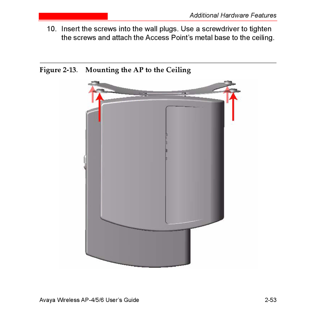 Avaya AP-5, AP-4, AP-6 manual Mounting the AP to the Ceiling 