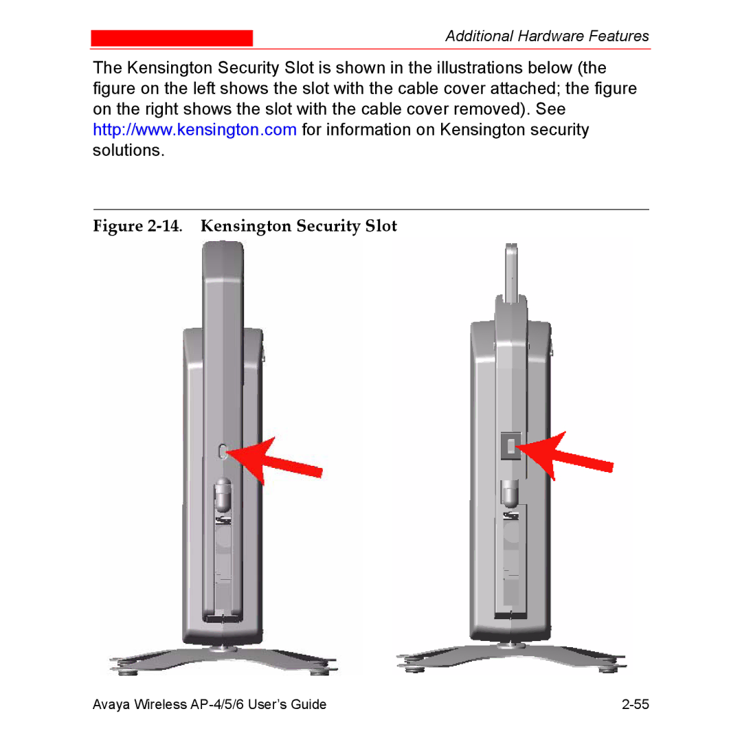 Avaya AP-6, AP-4, AP-5 manual Kensington Security Slot 