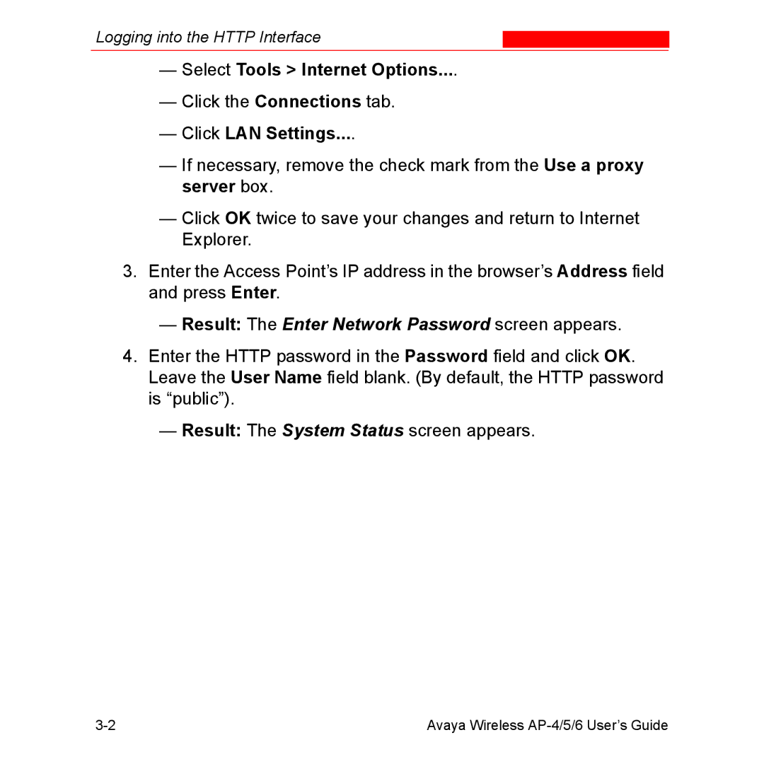 Avaya AP-6, AP-4, AP-5 manual Logging into the Http Interface 