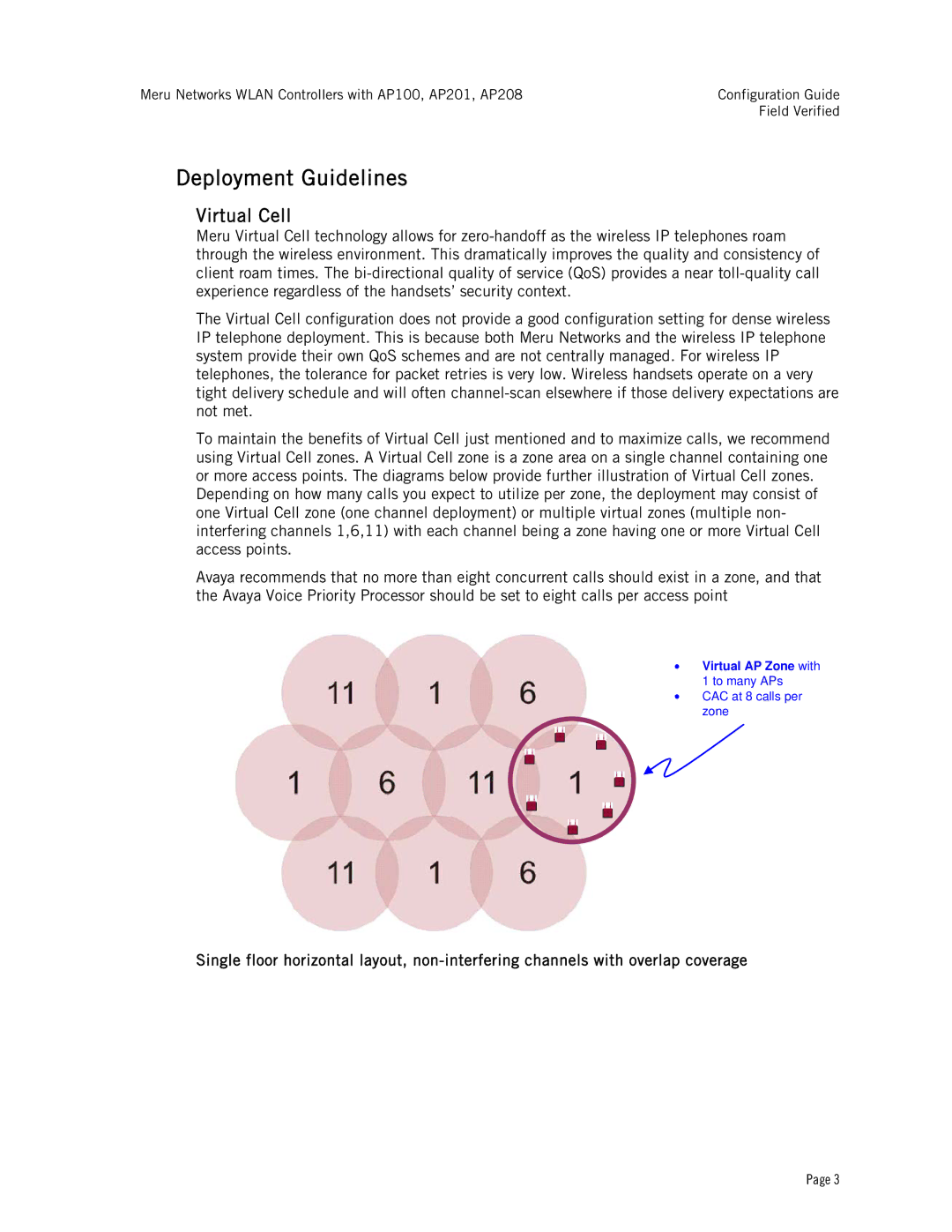 Avaya AP100, AP208, AP201 specifications Deployment Guidelines, Virtual Cell 