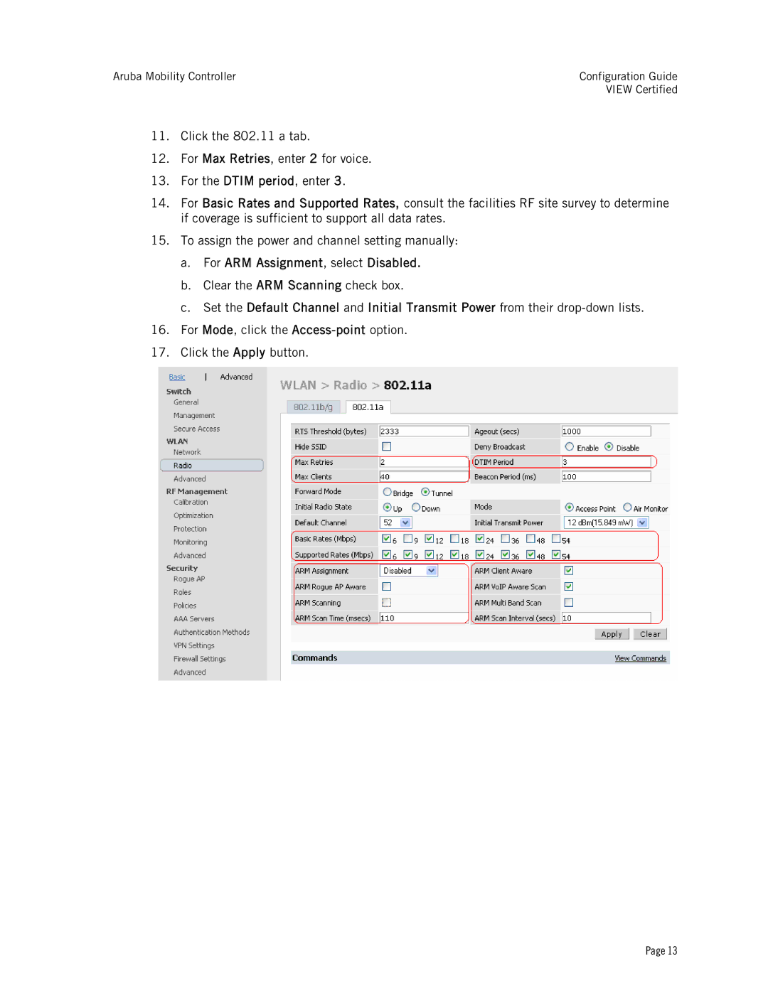 Avaya A800, AP60, AP65, A2400, A200, AP41, AP61, AP70, A6000 manual For ARM Assignment, select Disabled 