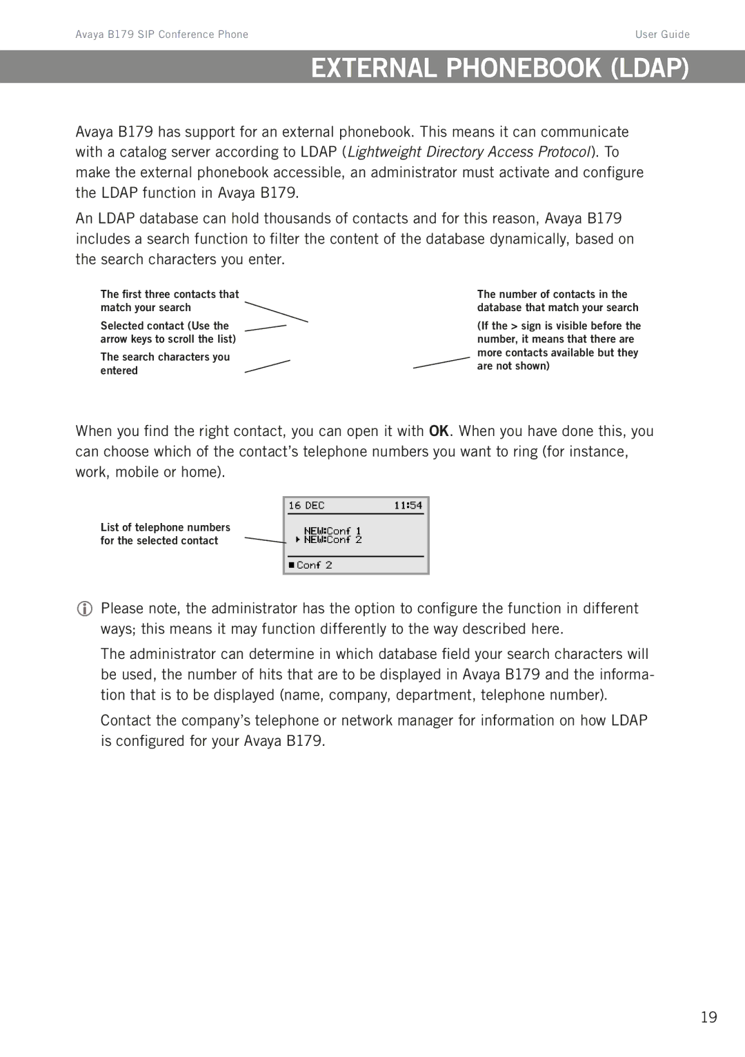 Avaya B179 manual External phonebook Ldap 