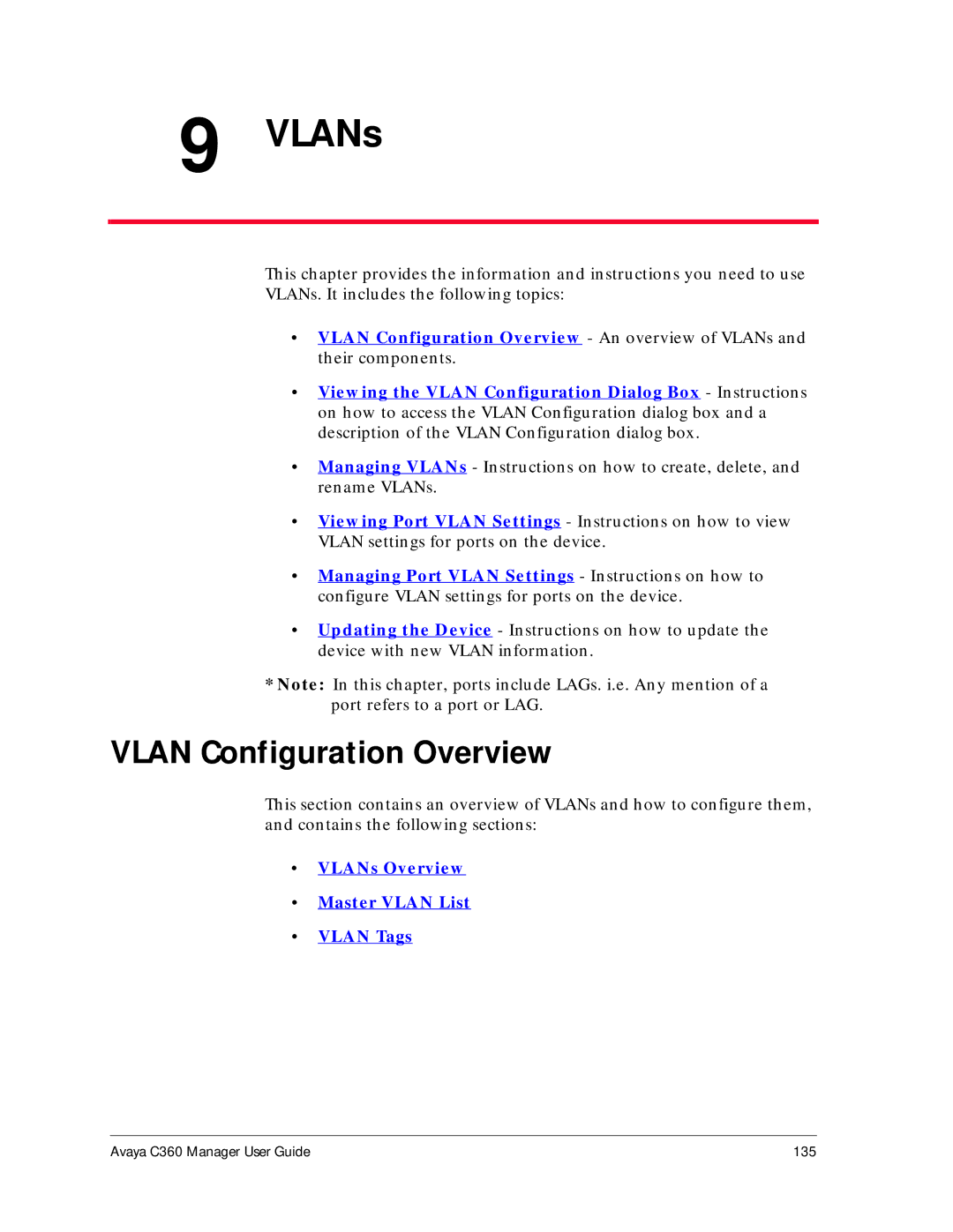 Avaya C360 manual VLANs, Vlan Configuration Overview 