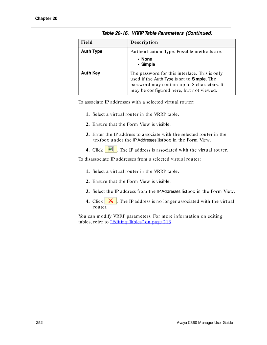 Avaya C360 manual Used if the Auth Type is set to Simple 