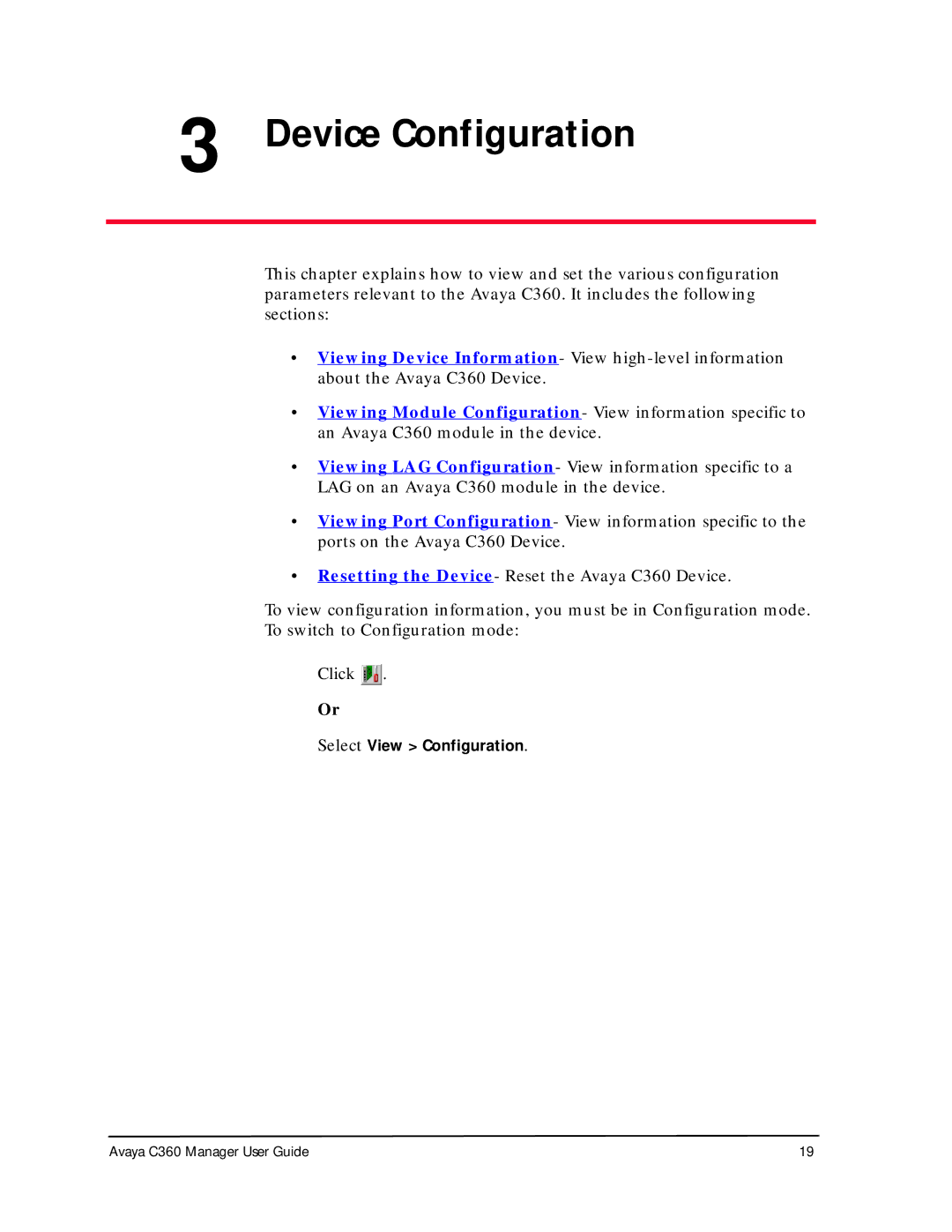 Avaya C360 manual Device Configuration 