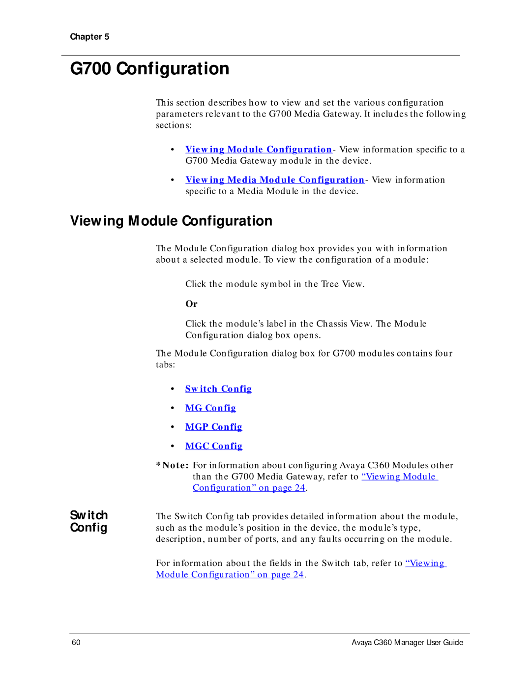 Avaya C360 manual G700 Configuration, Viewing Module Configuration 