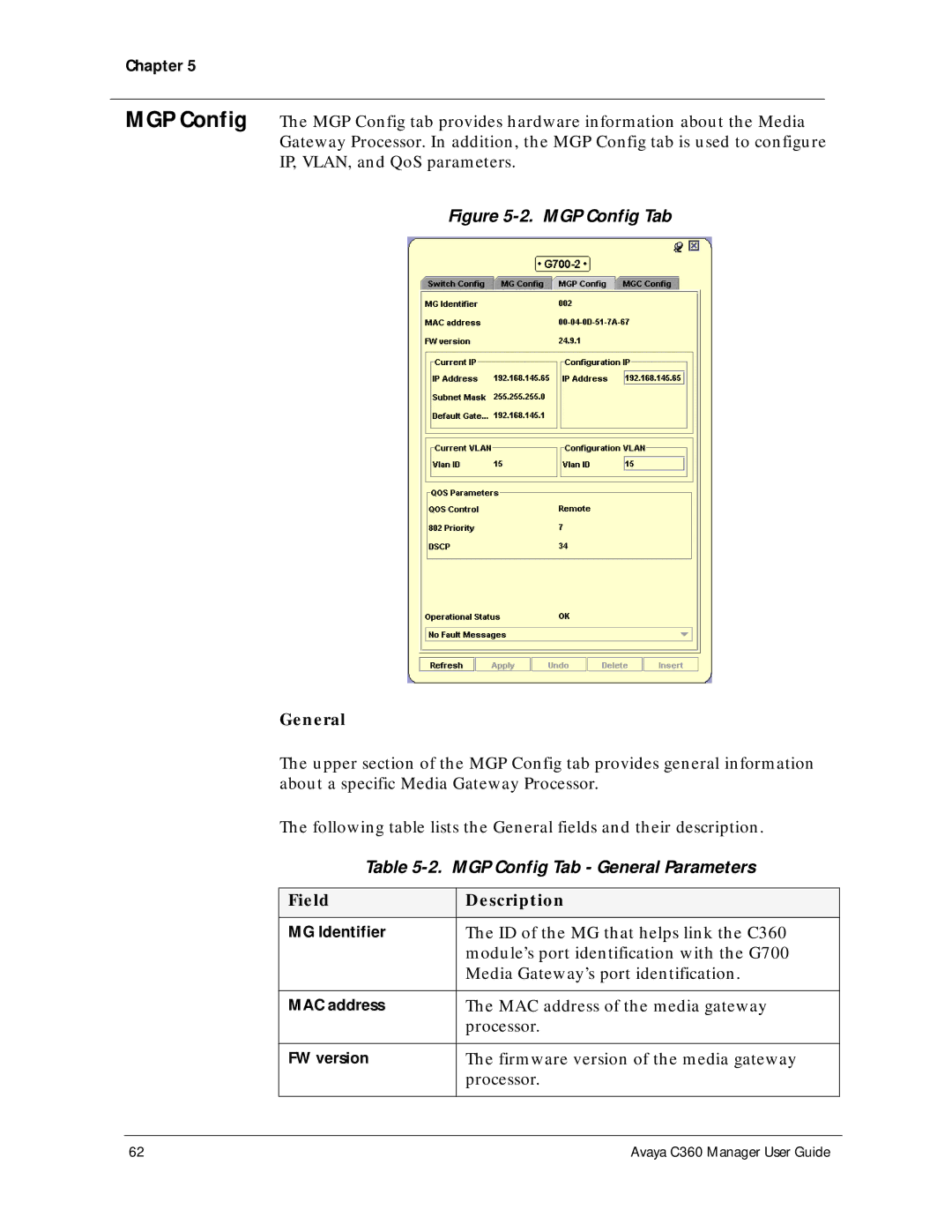 Avaya C360 manual MGP Config Tab General Parameters 