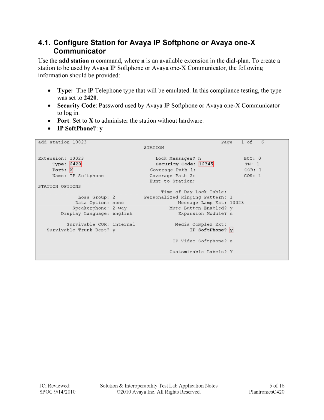 Avaya C420 manual ∙ IP SoftPhone? y 