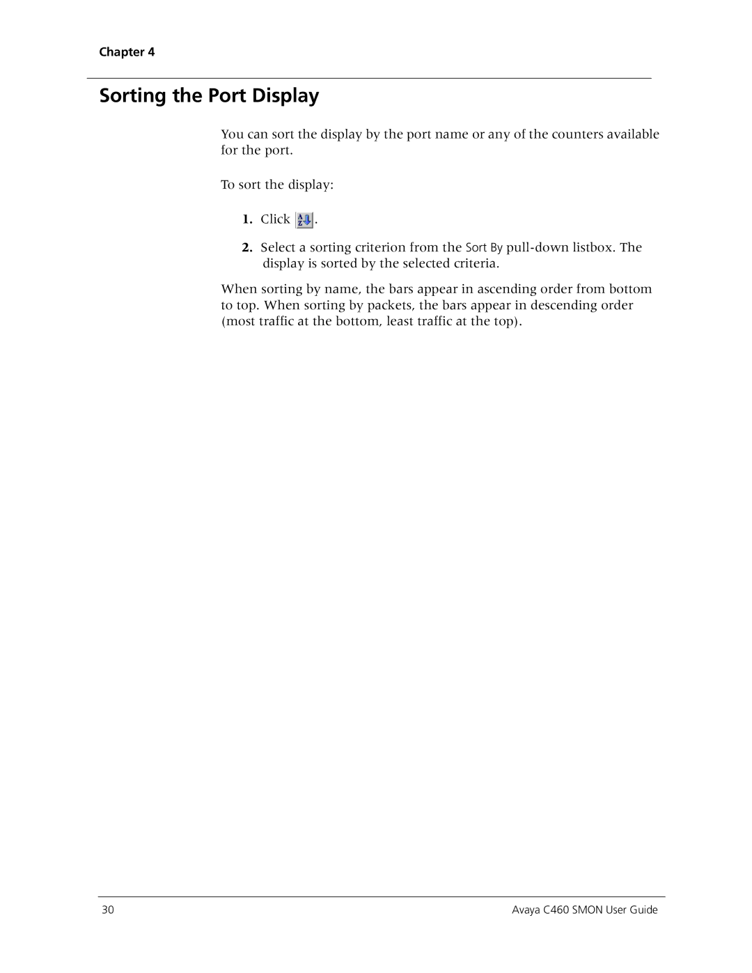 Avaya C460 SMON manual Sorting the Port Display 