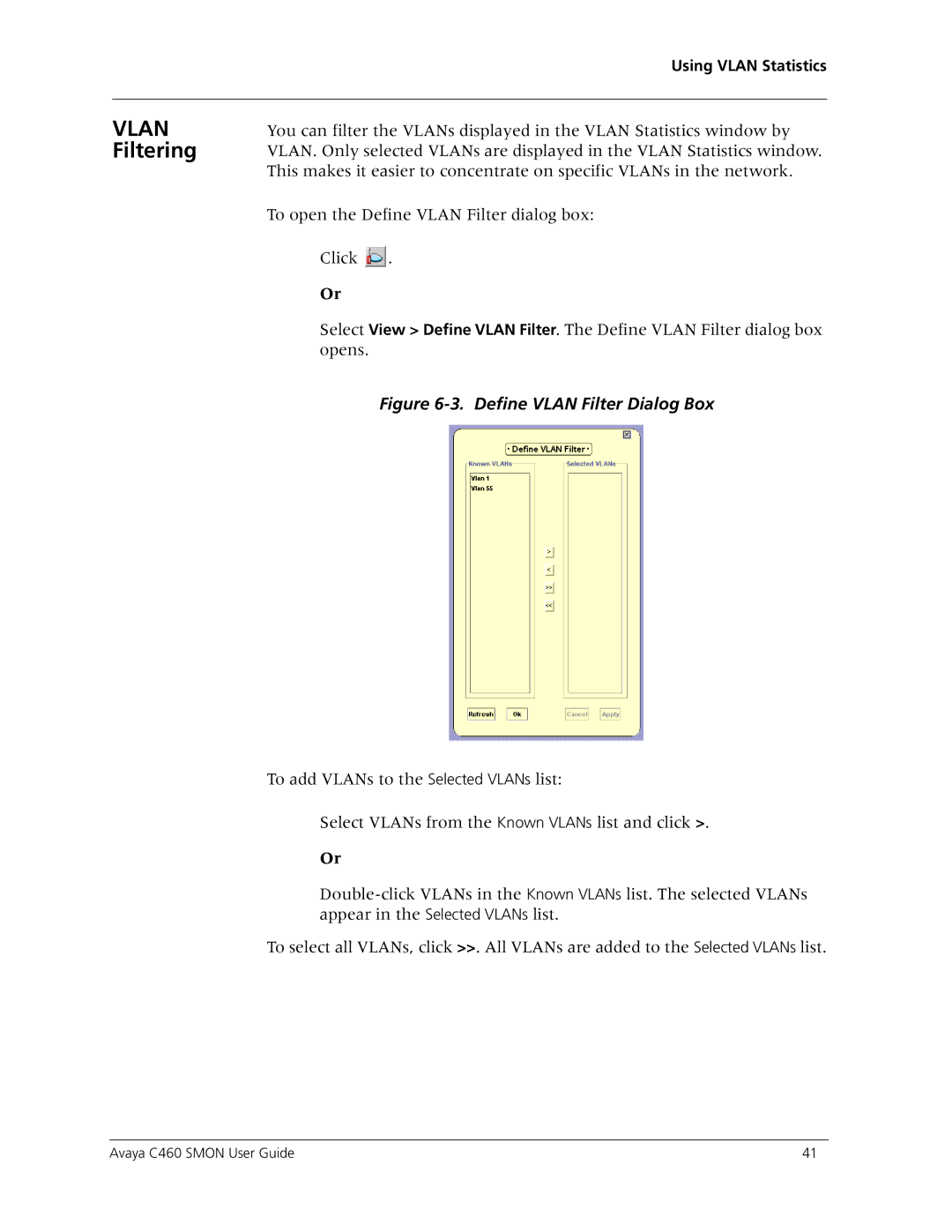 Avaya C460 SMON manual Vlan Filtering 