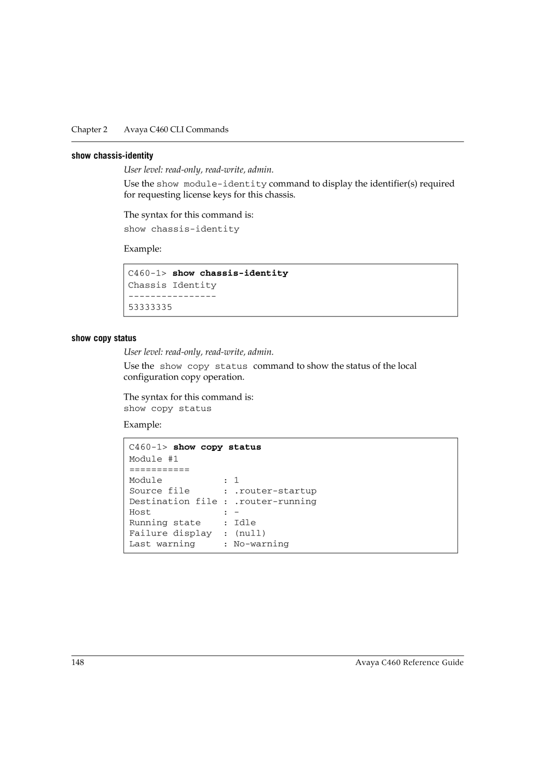 Avaya manual Show chassis-identity, C460-1show chassis-identity, Show copy status, C460-1show copy status 