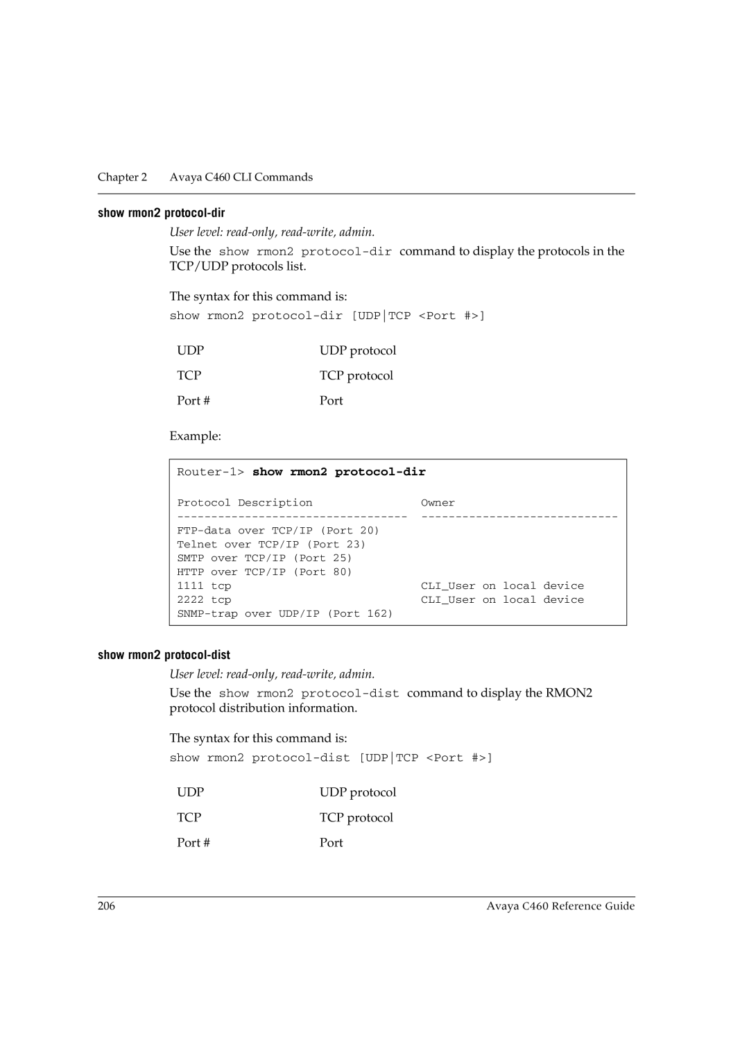 Avaya C460 manual Show rmon2 protocol-dir, Router-1show rmon2 protocol-dir, Show rmon2 protocol-dist 